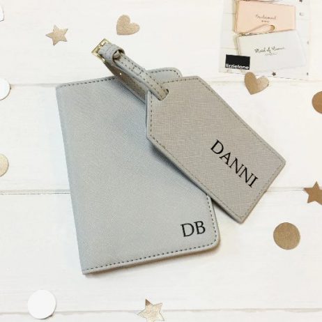 Personalised Passport Holder Set, Initial Passport Holder and Luggage Tag