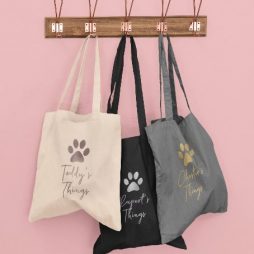 Personalised Dog Stuff Tote Bag, Gift for Dog Lover, Personalised Dog Gift with Paw Print Design