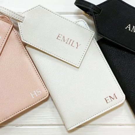 Personalised Passport Holder Set, Initial Passport Holder and Luggage Tag