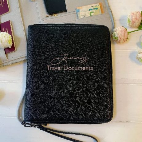 Personalised Travel Organiser, Premium Travel Document Wallet Holder - Name