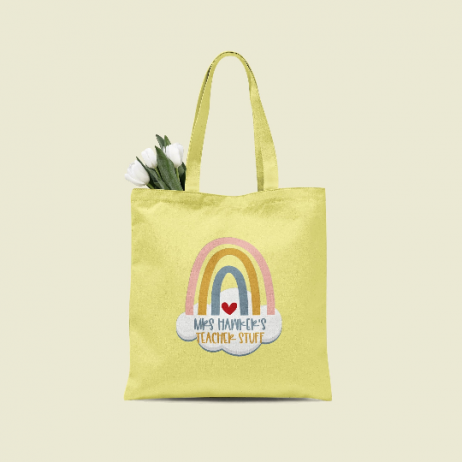 Personalised Teacher Gift, Teacher Tote Bag, Rainbow Teacher Gift, Thank You Gift