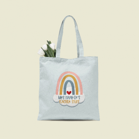 Personalised Teacher Gift, Teacher Tote Bag, Rainbow Teacher Gift, Thank You Gift