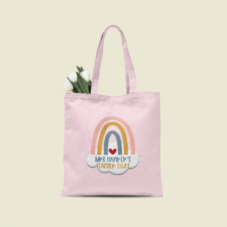 Personalised Teacher Gift, Teacher Tote Bag, Rainbow Teacher Gift, Thank You Gift