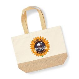 Personalised Thank You Teacher Tote Jute Shopping Bag - Sunflower