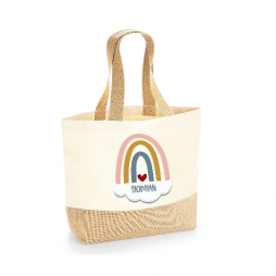 Personalised Tote Jute Bag, Rainbow Personalised Shopping Bag