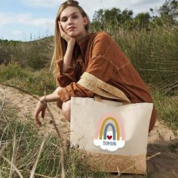 Personalised Tote Jute Bag - Rainbow Personalised Shopping Bag - Medium