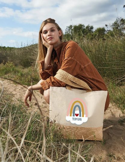 Personalised Tote Jute Bag - Rainbow Personalised Shopping Bag