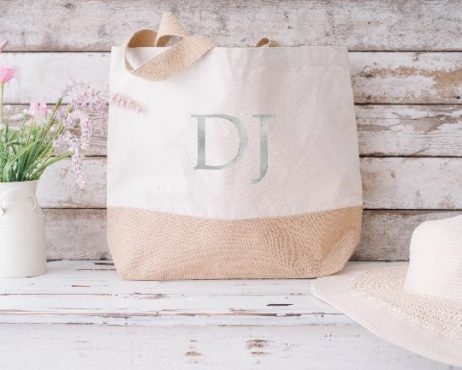 Personalised Beach Bag with Large Monogrammed Holiday Tote Jute Bag