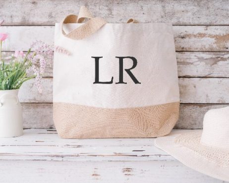 Personalised Beach Bag with Large Monogrammed Holiday Tote Jute Bag