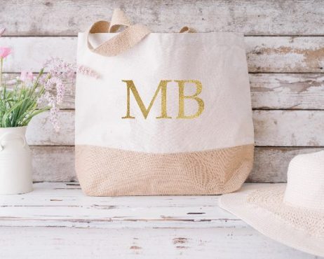 Personalised Beach Bag with Large Monogrammed Holiday Tote Jute Bag