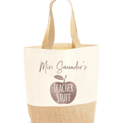 Personalised Teacher Tote Jute Shopping Bag, School Leaving Gift, Gift For Teacher - Medium