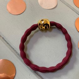 Lupe Elephant Charm Hairband Bracelet - Burgundy Gold