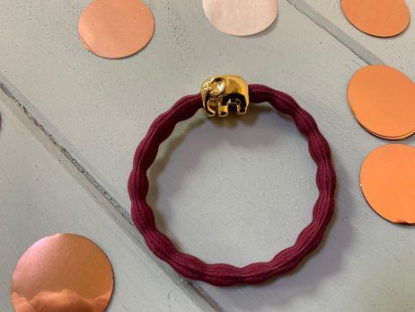 Lupe Elephant Charm Hairband Bracelet - Burgundy Gold