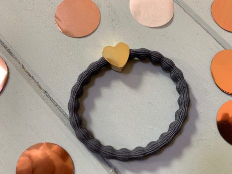 Lupe Heart Charm Hairband Bracelet - Dark Grey Gold