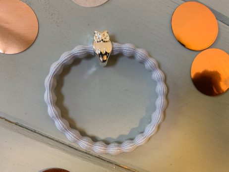 Lupe Owl Charm Hair Tie Bracelet - Light Grey Silver