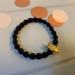 Lupe Owl Charm Stackable 2 in 1 Hair Tie Bracelet - Black Gold Wristee