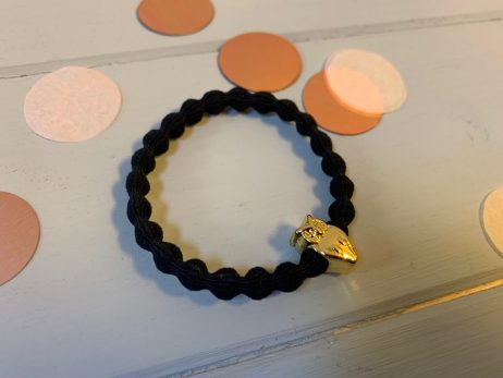 Lupe Owl Charm Stackable 2 in 1 Hair Tie Bracelet - Black Gold Wristee