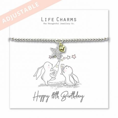 Life Charms Happy 18th Birthday Silver Bracelet - Rosey Rabbits