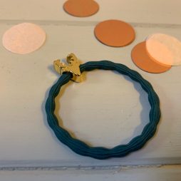 Lupe Stag Charm Stackable 2 in 1 Hair Tie Bracelet - Teal Gold Wristee