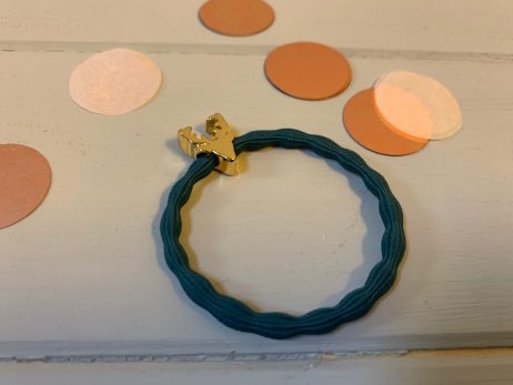 Lupe Stag Charm Stackable 2 in 1 Hair Tie Bracelet - Teal Gold Wristee