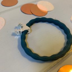 Lupe Stag Charm Stackable 2 in 1 Hair Tie Bracelet - Teal Silver Wristee