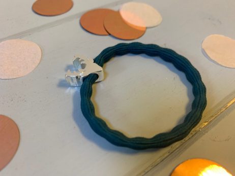 Lupe Stag Charm Stackable 2 in 1 Hair Tie Bracelet - Teal Silver Wristee