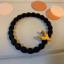 Lupe Stag Charm Stackable 2 in 1 Hair Tie Bracelet - Black Gold Wristee