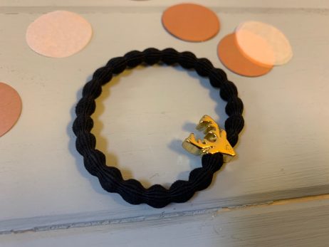 Lupe Stag Charm Stackable 2 in 1 Hair Tie Bracelet - Black Gold Wristee