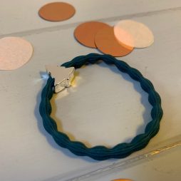 Lupe Fir Tree Charm Stackable 2 in 1 Hair Tie Bracelet - Teal Silver Wristee