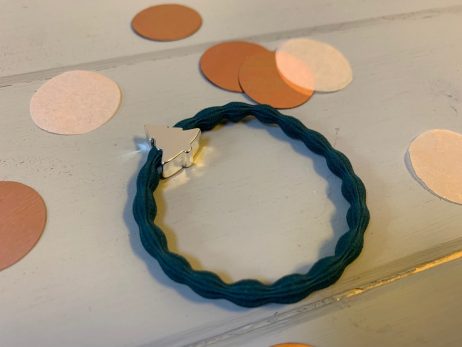 Lupe Fir Tree Charm Stackable 2 in 1 Hair Tie Bracelet - Teal Silver Wristee