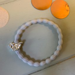 Lupe Wing Charm Hair Tie Bracelet - Light Grey Silver