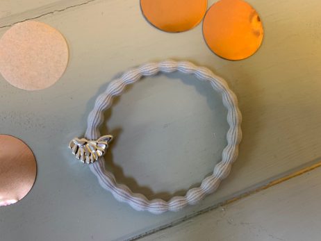 Lupe Wing Charm Hair Tie Bracelet - Light Grey Silver