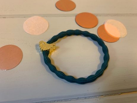 Lupe Wing Charm Stackable 2 in 1 Hair Tie Bracelet - Teal Gold Wristee