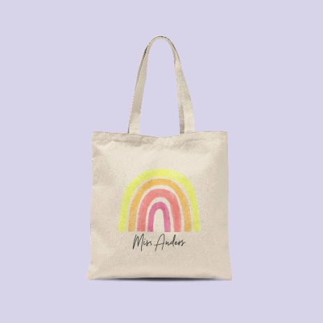 Personalised Thank You Teacher gift, Personalised Rainbow Tote Bag