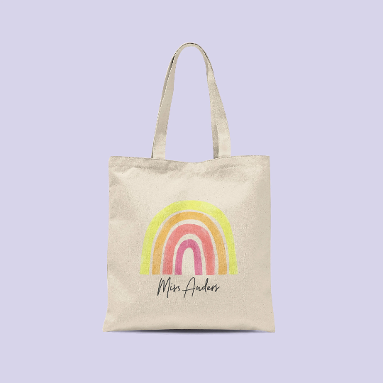 Personalised Thank You Teacher gift, Personalised Rainbow Tote Bag