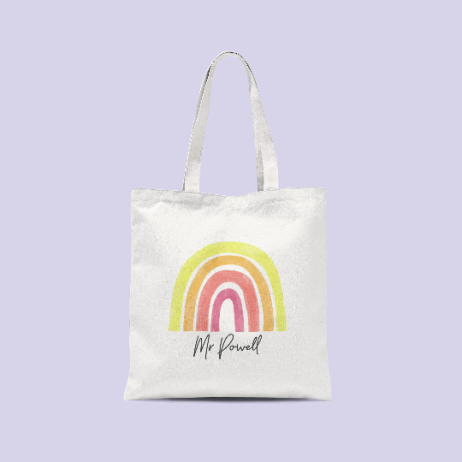 Personalised Thank You Teacher gift, Personalised Rainbow Tote Bag