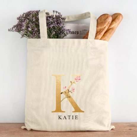 Personalised Tote Bag, Birthday Gift for Her, Monogram Shopping Bag