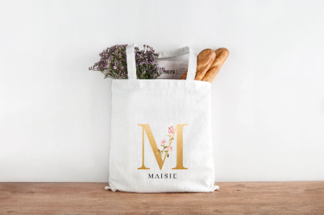 Personalised Tote Bag, Birthday Gift for Her, Monogram Shopping Bag