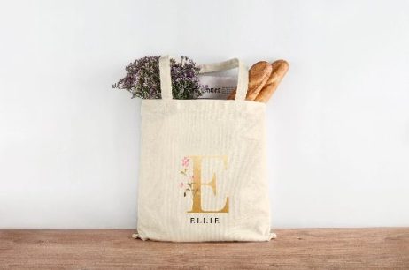 Personalised Tote Bag, Birthday Gift for Her, Monogram Shopping Bag