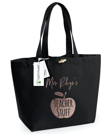 Personalised Teacher Tote Bag, School Leaving Gift, Organic Canvas Tote Bag