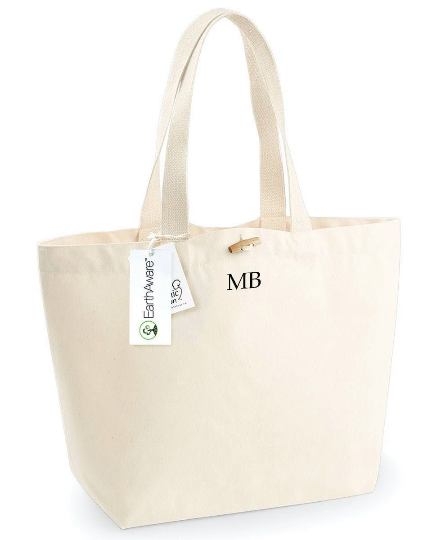 Personalised Monogrammed Tote Bag, Personalised Organic Shopping Bag