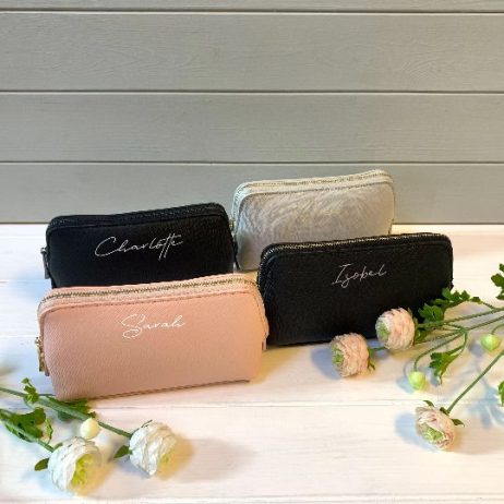 Personalised Makeup Bag, Vegan Leather Make Up Bag - Name