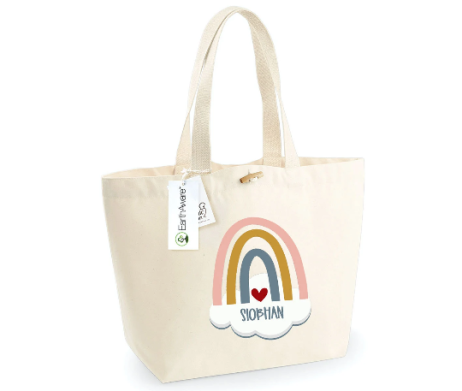 Personalised Tote Bag, Rainbow Personalised Shopping Bag