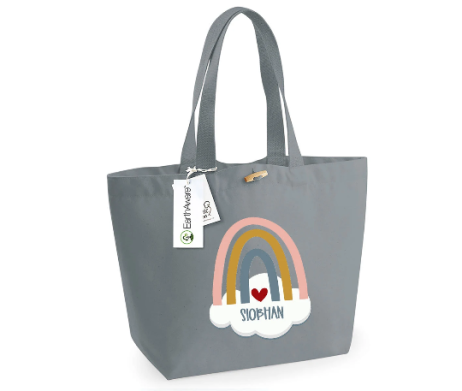 Personalised Tote Bag, Rainbow Personalised Shopping Bag