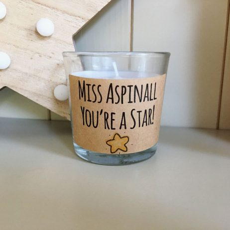 Personalised Teacher Candle, Name of Your Choice You're A Star Candle