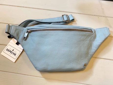 DEPECHE-Denmark Leather Belt Bag - Crossbody Fashion Chic Soft Cow Leather Bag - Denim Blue