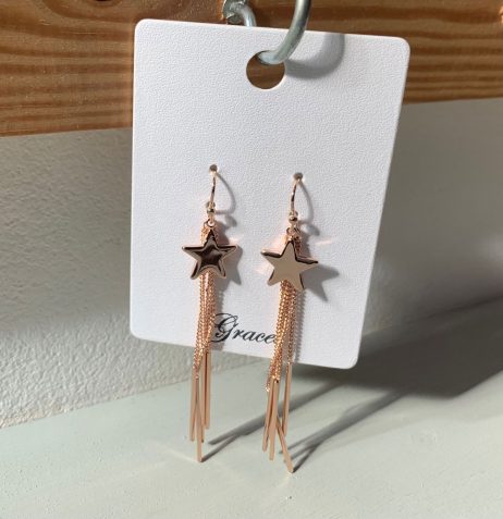 Gracee Jewellery Rose Gold Star Drop Earrings