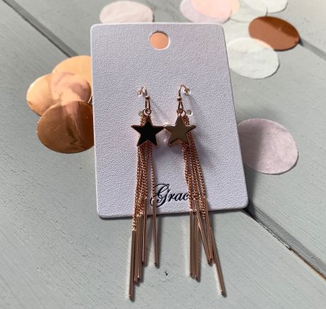 Gracee Jewellery Rose Gold Star Drop Earrings
