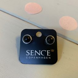 Sence Copenhagen Signature Black Agate Worn Silver Stud Earrings