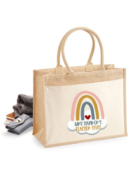 Personalised Teacher Tote Bag, Personalised Teachers Canvas Jute Bag